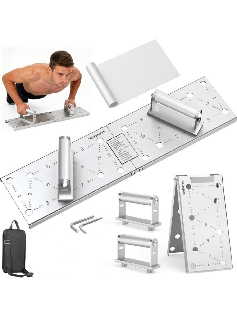 Heavy-Duty Push Up Bars - Stainless Steel, Non-Slip Base, 500LB Capacity